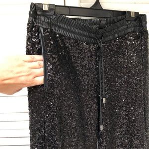Black sequin jogger pants